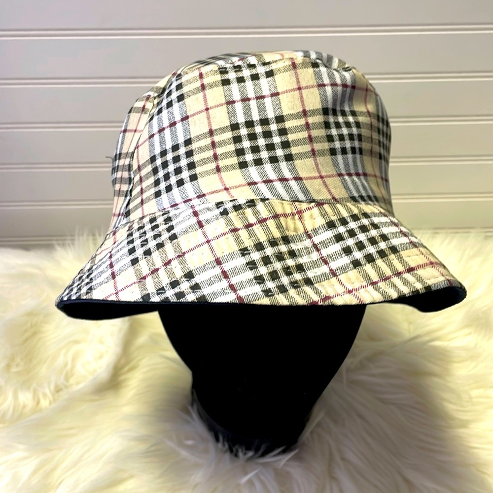 Plaid Bucket Hat with Navy Reversible Lining Bucket Hat